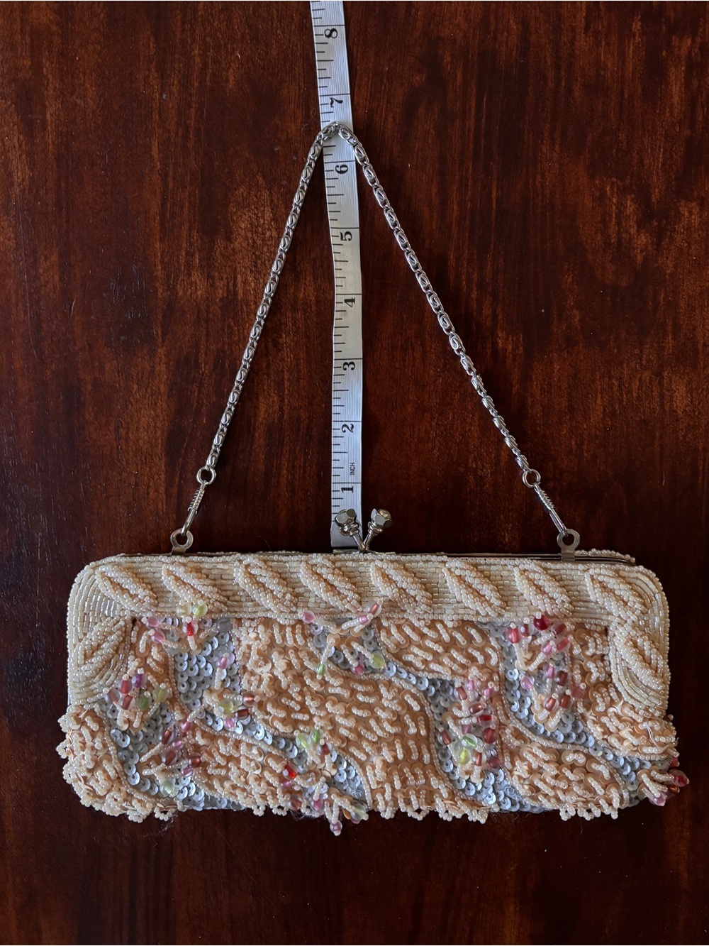Vintage Beaded Evening Bag Clutch Purse Multi Color Sequins - Picture 16 of 17